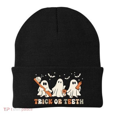 Trick Or Teeth Toothbrush Funny Boo Retro Pumpkin Halloween Gift Beanie