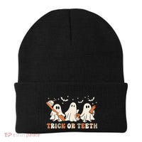 Trick Or Teeth Toothbrush Funny Boo Retro Pumpkin Halloween Gift Beanie thumb 0