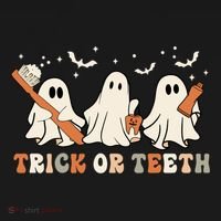 Trick Or Teeth Toothbrush Funny Boo Retro Pumpkin Halloween Gift Women's Hoodie thumb 2