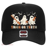Trick Or Teeth Toothbrush Funny Boo Retro Pumpkin Halloween Gift Hat thumb 0