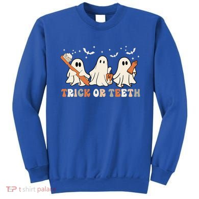Trick Or Teeth Toothbrush Funny Boo Retro Pumpkin Halloween Gift Sweatshirt