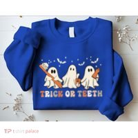 Trick Or Teeth Toothbrush Funny Boo Retro Pumpkin Halloween Gift Sweatshirt thumb 2