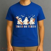 Trick Or Teeth Toothbrush Funny Boo Retro Pumpkin Halloween Gift T-Shirt thumb 3