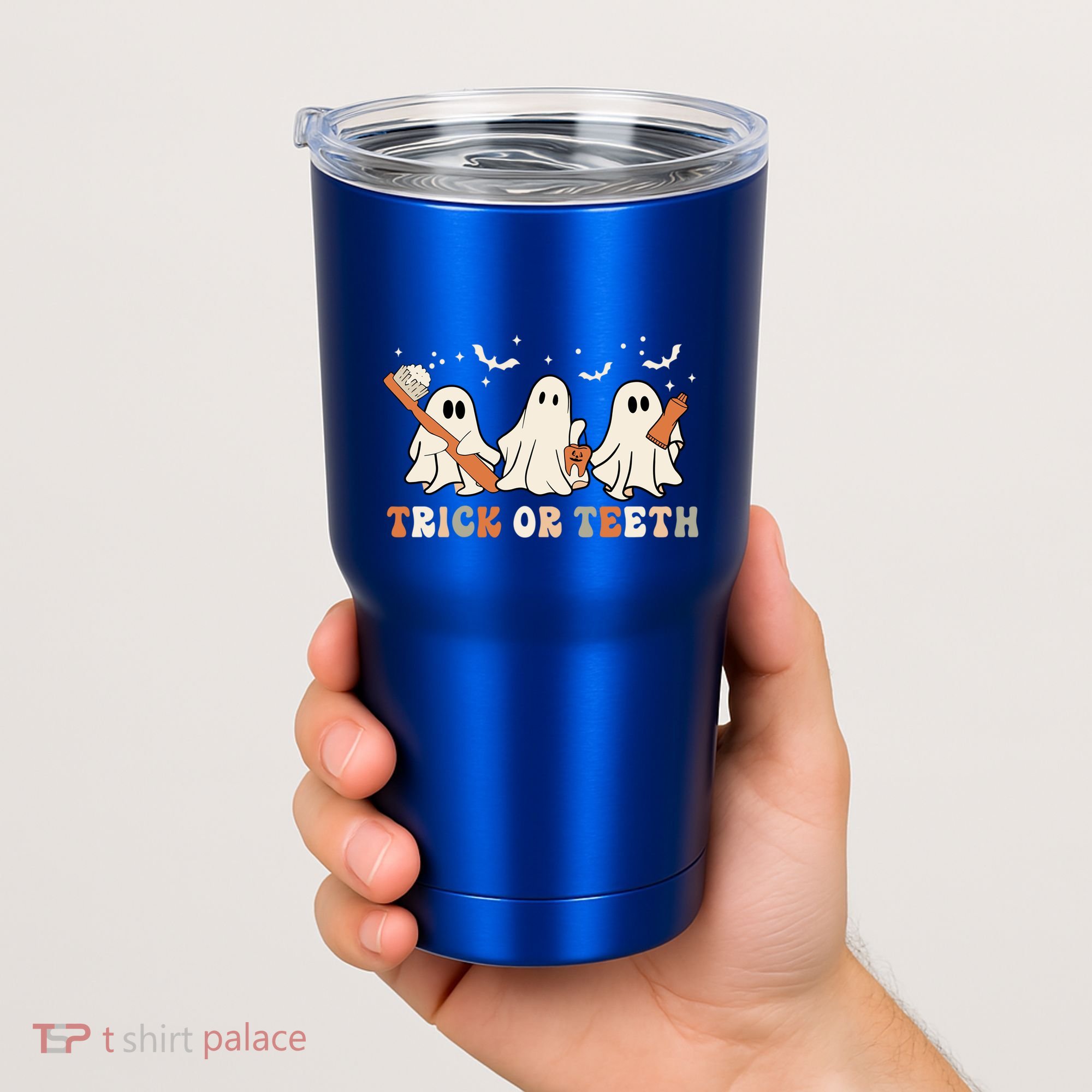 Trick Or Teeth Toothbrush Funny Boo Retro Pumpkin Halloween Gift Tumbler