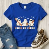 Trick Or Teeth Toothbrush Funny Boo Retro Pumpkin Halloween Gift Women's T-Shirt thumb 3