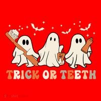 Trick Or Teeth Toothbrush Funny Boo Retro Pumpkin Halloween Gift Santa Hat thumb 1