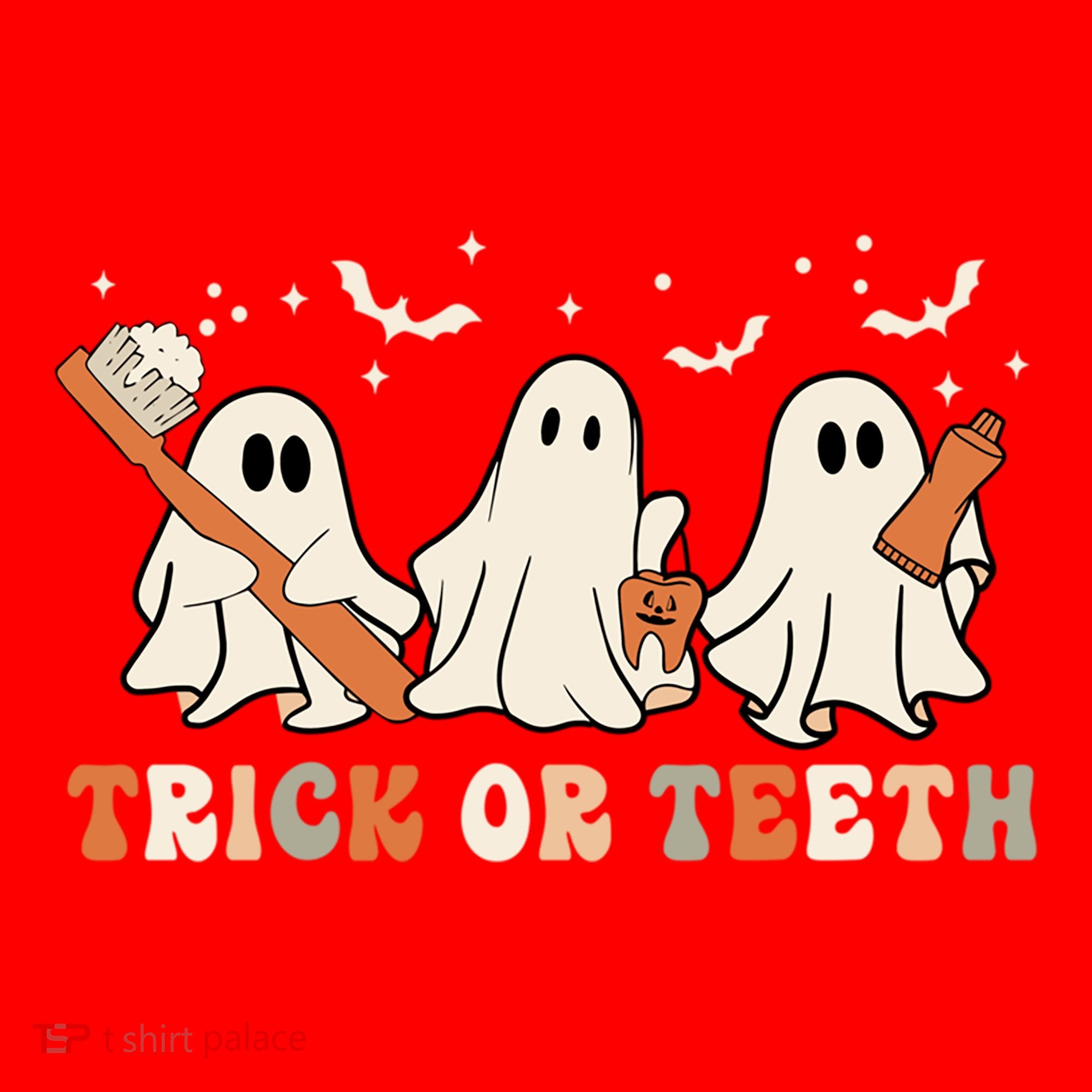 Trick Or Teeth Toothbrush Funny Boo Retro Pumpkin Halloween Gift Santa Hat