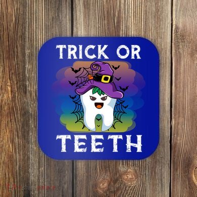 Trick Or Teeth Funny Dentist Halloween Dental Squad Gift Coaster
