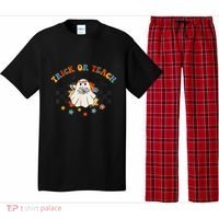 Trick or Teach Groovy Halloween Retro Floral Ghost Teacher Pajama Set thumb 0