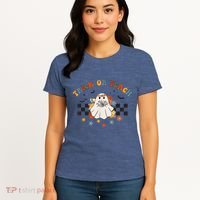 Trick or Teach Groovy Halloween Retro Floral Ghost Teacher Women's T-Shirt thumb 4