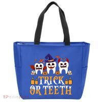 Trick Or Teeth Funny Dentist Halloween Dental Squad Funny Gift Tote Bag thumb 0