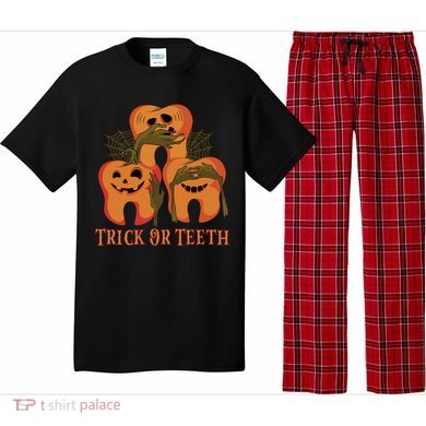 Trick Or Teeth Funny Dentist Halloween Dental Squad Funny Gift Pajama Set
