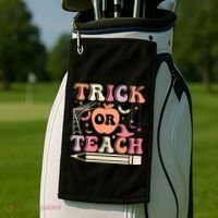Trick Or Teach Funny Teacher Halloween Golf Towel thumb 2