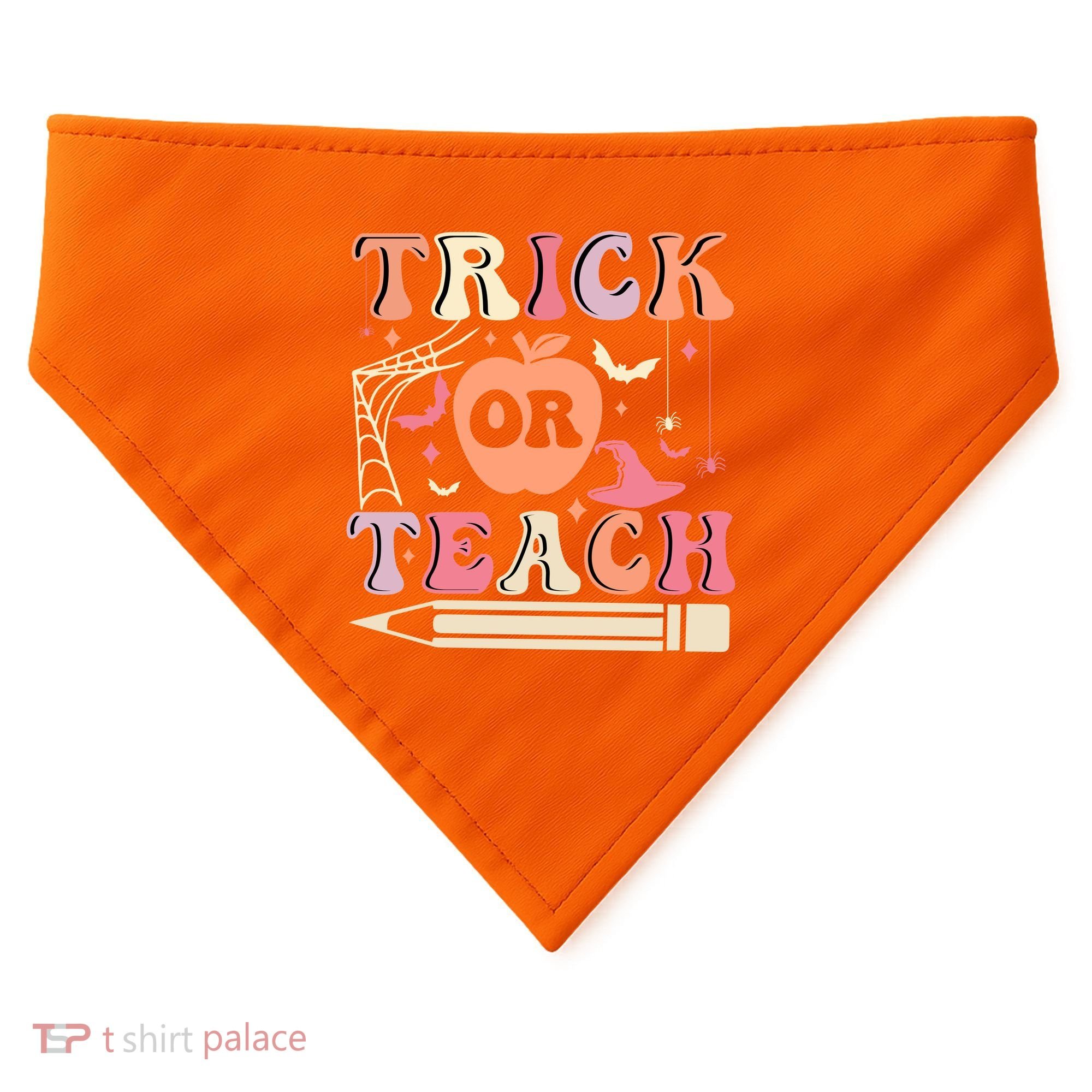 Trick Or Teach Funny Teacher Halloween USA-Made Doggie Bandana