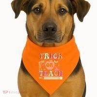 Trick Or Teach Funny Teacher Halloween USA-Made Doggie Bandana thumb 1