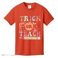 Trick Or Teach Funny Teacher Halloween Kids T-Shirt thumb 0