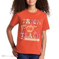 Trick Or Teach Funny Teacher Halloween Kids T-Shirt thumb 2