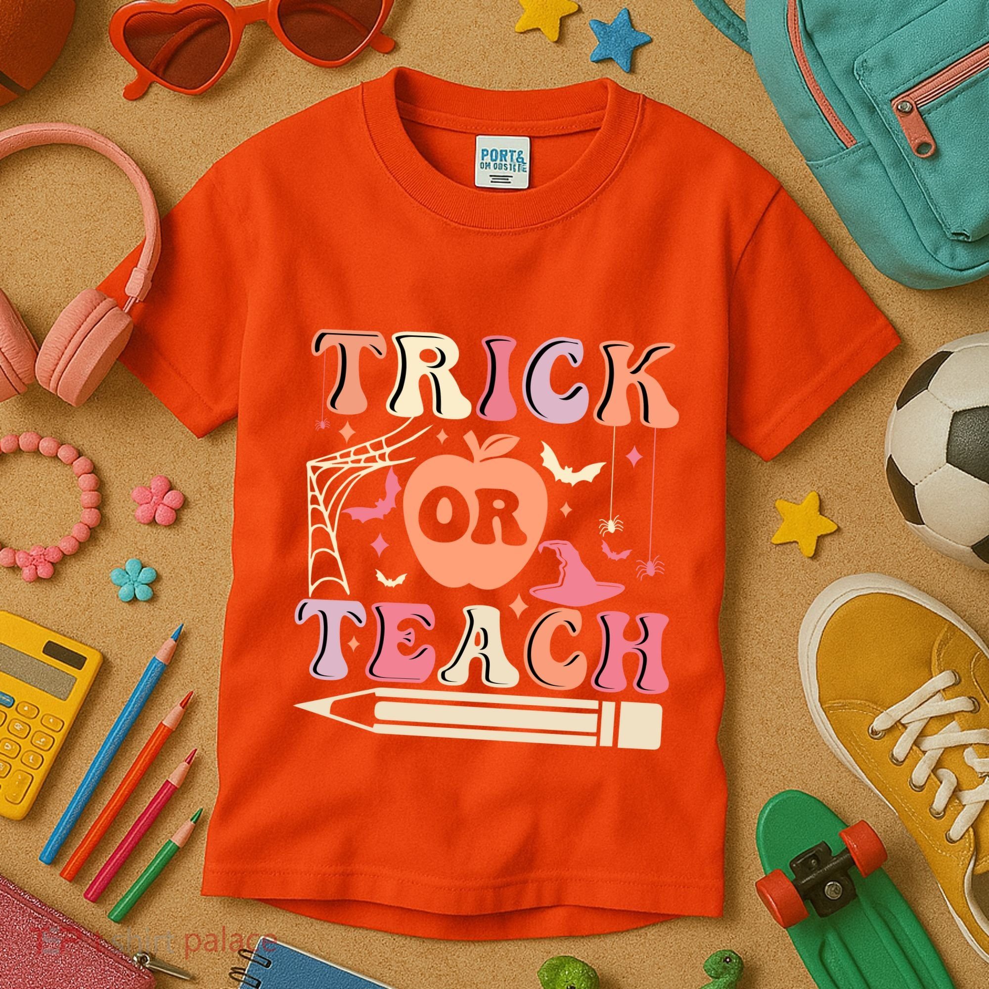 Trick Or Teach Funny Teacher Halloween Kids T-Shirt