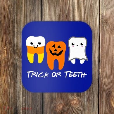 Trick Or Teeth Cute Dental Halloween Hygienist Dentist Rdh Gift Coaster