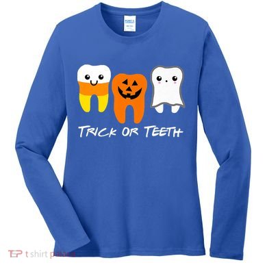 Trick Or Teeth Cute Dental Halloween Hygienist Dentist Rdh Gift Women's Long Sleeve Shirt