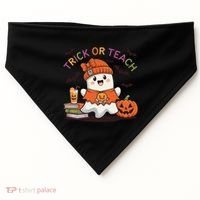 Trick Or Teach Back To School Cute Ghost Halloween Teachers Gift USA-Made Doggie Bandana thumb 0
