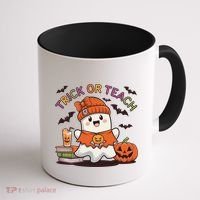 Trick Or Teach Back To School Cute Ghost Halloween Teachers Gift Coffee Mug thumb 1