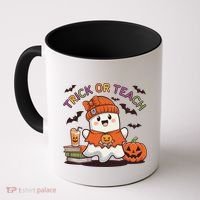 Trick Or Teach Back To School Cute Ghost Halloween Teachers Gift Coffee Mug thumb 0