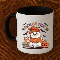Trick Or Teach Back To School Cute Ghost Halloween Teachers Gift Coffee Mug thumb 2