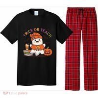 Trick Or Teach Back To School Cute Ghost Halloween Teachers Gift Pajama Set thumb 0