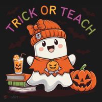 Trick Or Teach Back To School Cute Ghost Halloween Teachers Gift Women's Hoodie thumb 2