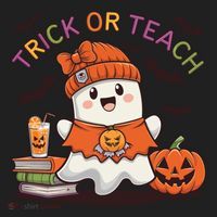 Trick Or Teach Back To School Cute Ghost Halloween Teachers Gift Hat thumb 2