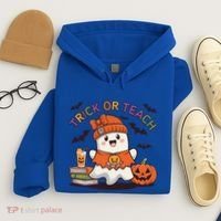 Trick Or Teach Back To School Cute Ghost Halloween Teachers Gift Hoodie thumb 4