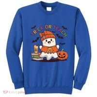 Trick Or Teach Back To School Cute Ghost Halloween Teachers Gift Sweatshirt thumb 0