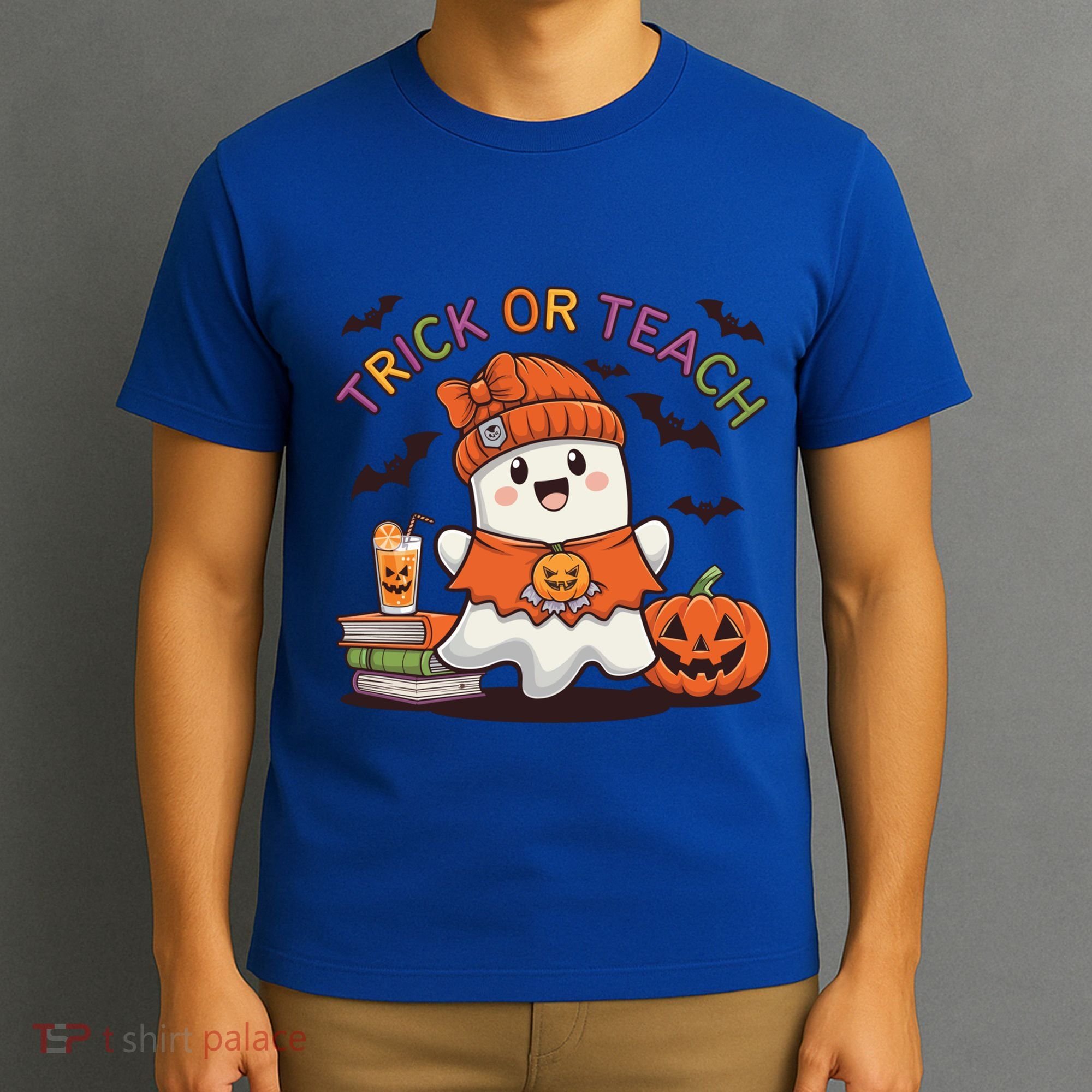 Trick Or Teach Back To School Cute Ghost Halloween Teachers Gift T-Shirt