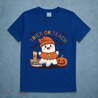 Trick Or Teach Back To School Cute Ghost Halloween Teachers Gift T-Shirt thumb 5
