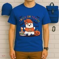 Trick Or Teach Back To School Cute Ghost Halloween Teachers Gift T-Shirt thumb 6