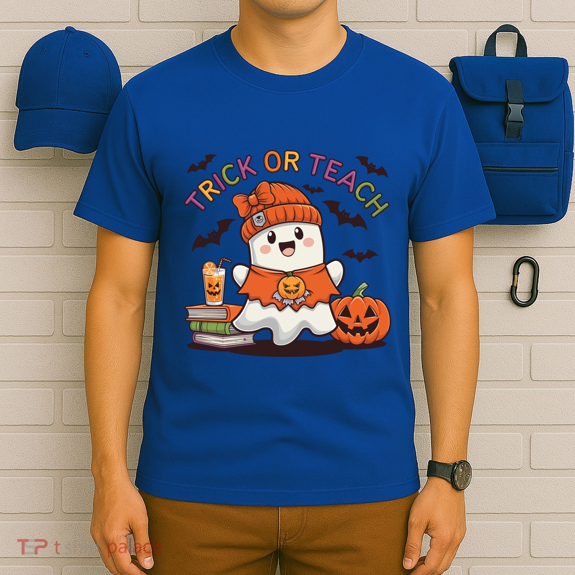Trick Or Teach Back To School Cute Ghost Halloween Teachers Gift T-Shirt