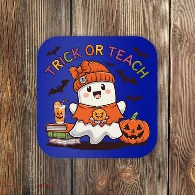 Trick Or Teach Back To School Cute Ghost Halloween Teachers Gift Coaster