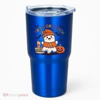Trick Or Teach Back To School Cute Ghost Halloween Teachers Gift Tumbler thumb 0