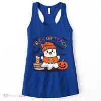Trick Or Teach Back To School Cute Ghost Halloween Teachers Gift Women's Tank Top thumb 0