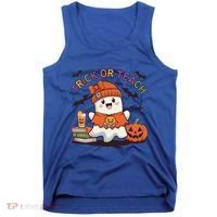 Trick Or Teach Back To School Cute Ghost Halloween Teachers Gift Tank Top thumb 0