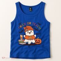 Trick Or Teach Back To School Cute Ghost Halloween Teachers Gift Tank Top thumb 2