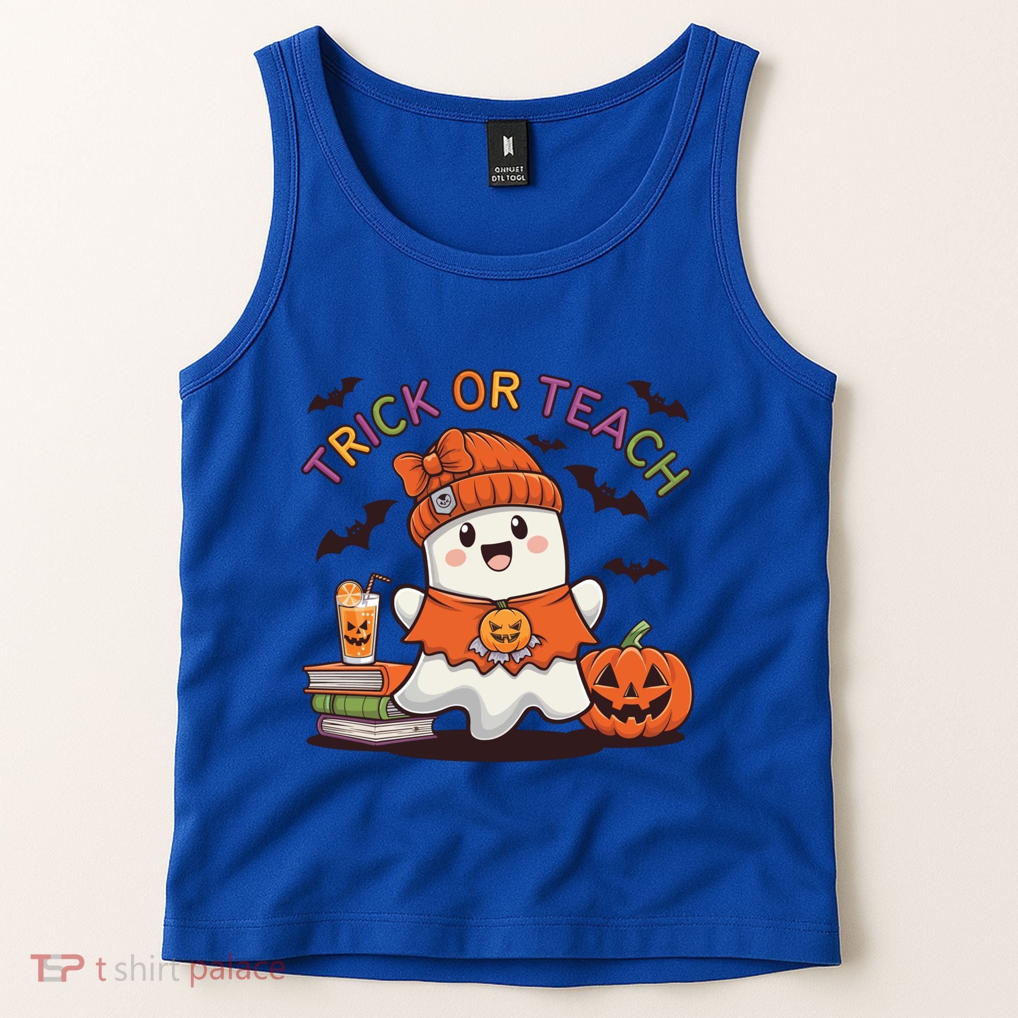 Trick Or Teach Back To School Cute Ghost Halloween Teachers Gift Tank Top