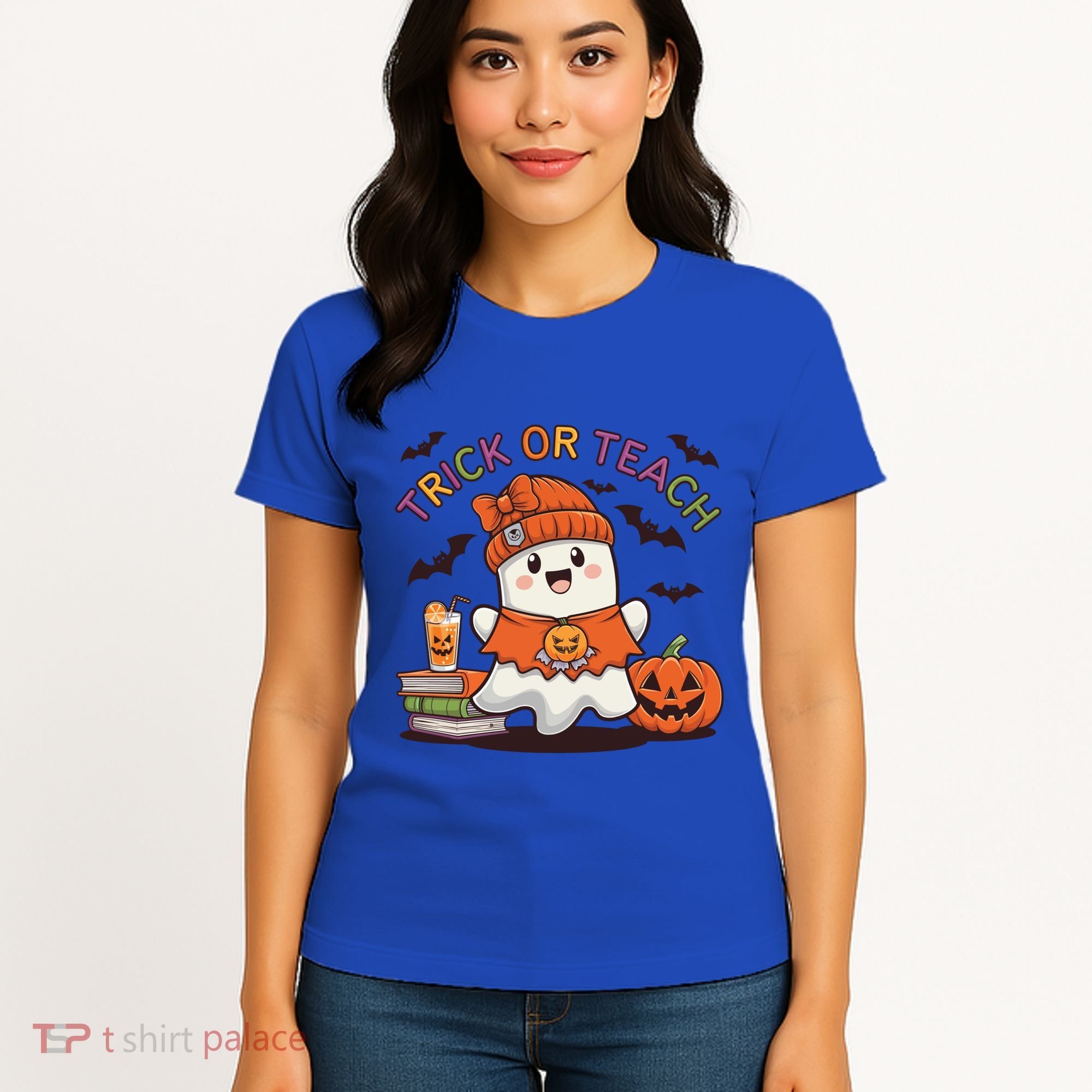 Trick Or Teach Back To School Cute Ghost Halloween Teachers Gift Women's T-Shirt