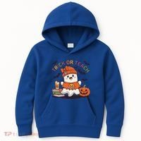 Trick Or Teach Back To School Cute Ghost Halloween Teachers Gift Kids Hoodie thumb 0