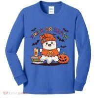 Trick Or Teach Back To School Cute Ghost Halloween Teachers Gift Kids Long Sleeve Shirt thumb 0