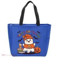Trick Or Teach Back To School Cute Ghost Halloween Teachers Gift Tote Bag thumb 0