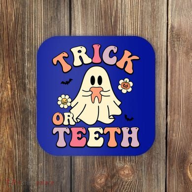 Trick Or Teeth Funny Dental Halloween Dentist Costume Great Gift Coaster