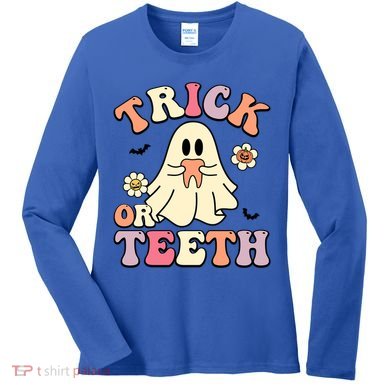 Trick Or Teeth Funny Dental Halloween Dentist Costume Great Gift Women's Long Sleeve Shirt
