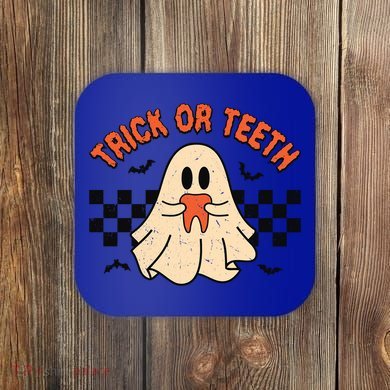 Trick Or Teeth Funny Dental Halloween Dentist Costume Great Gift Coaster